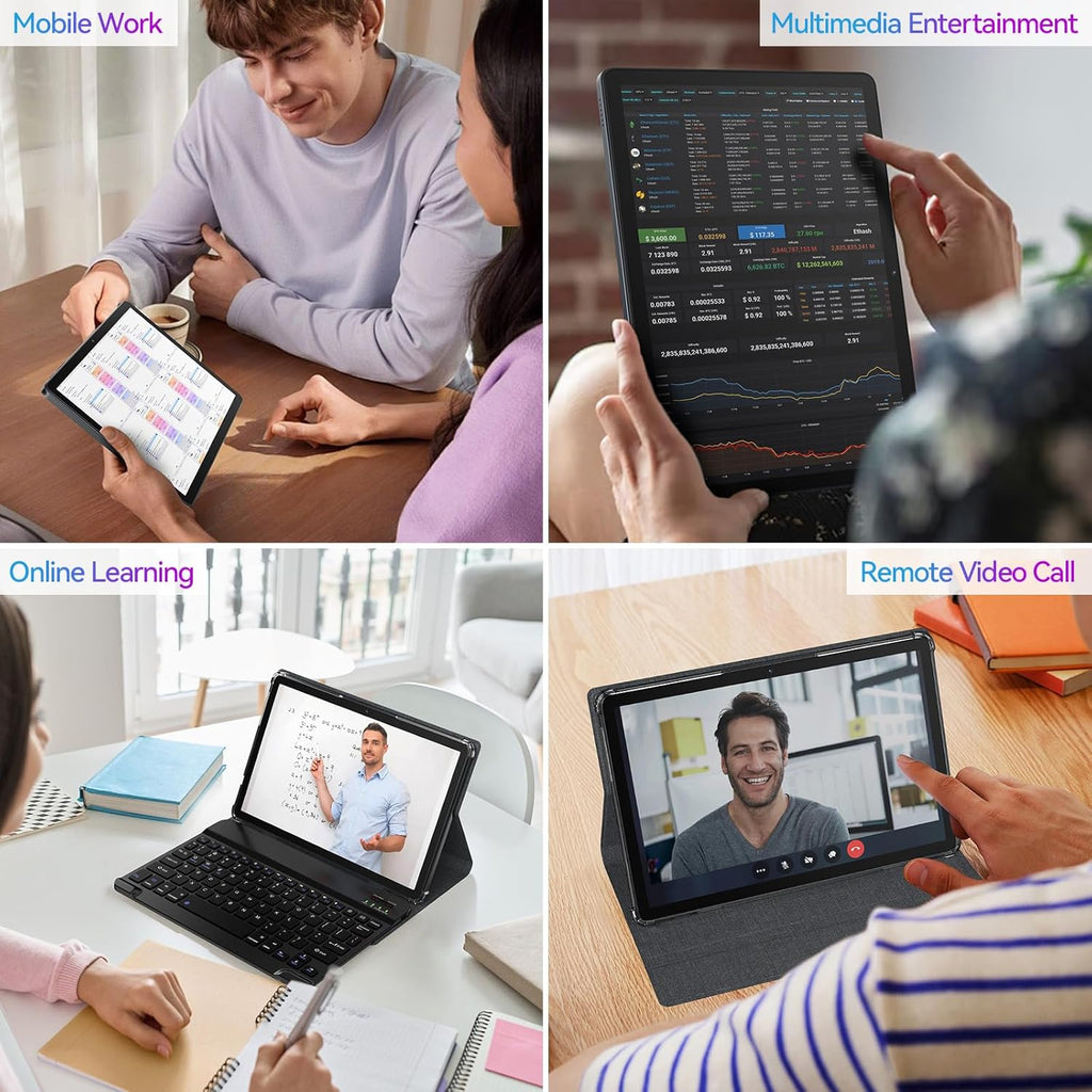 Tablette tactile Android 15 11 pouces (mise à jour 2026) - 16 Go de RAM, 128 Go de ROM (extensible jusqu'à 1 To), Wi-Fi 5G, double caméra 21 Mpx, processeur octa-core MTK8786, Gemini AI 2.0. Livrée avec clavier, souris, film protecteur et étui (gris)