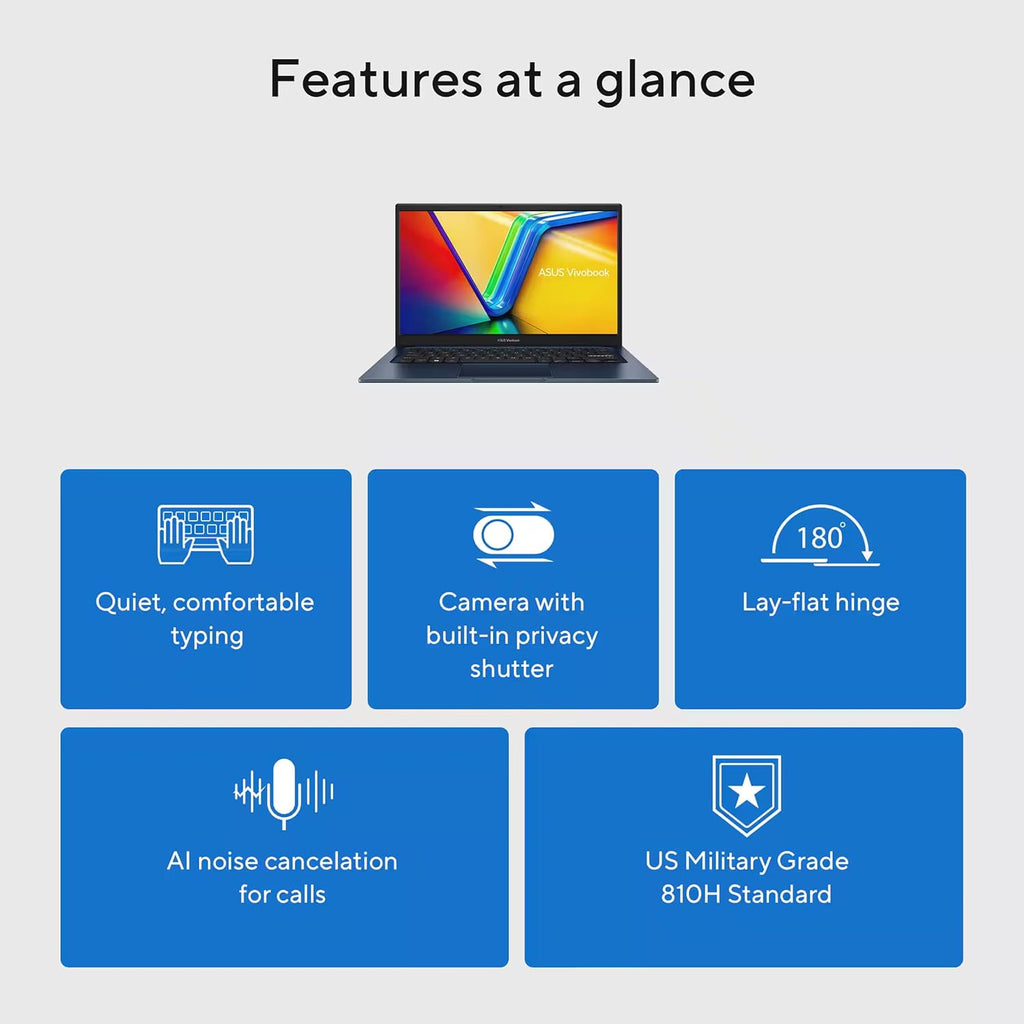 Ordinateur compact portable ASUS Vivobook 14 FHD pour étudiants et jeunes professionnels (2025) : processeur Intel i3 6 cœurs, 16 Go de RAM, 1 To de stockage (SSD 512 Go + extension 500 Go), HubxcelAccessory, Wi-Fi, Windows 11 Pro, licence Microsoft