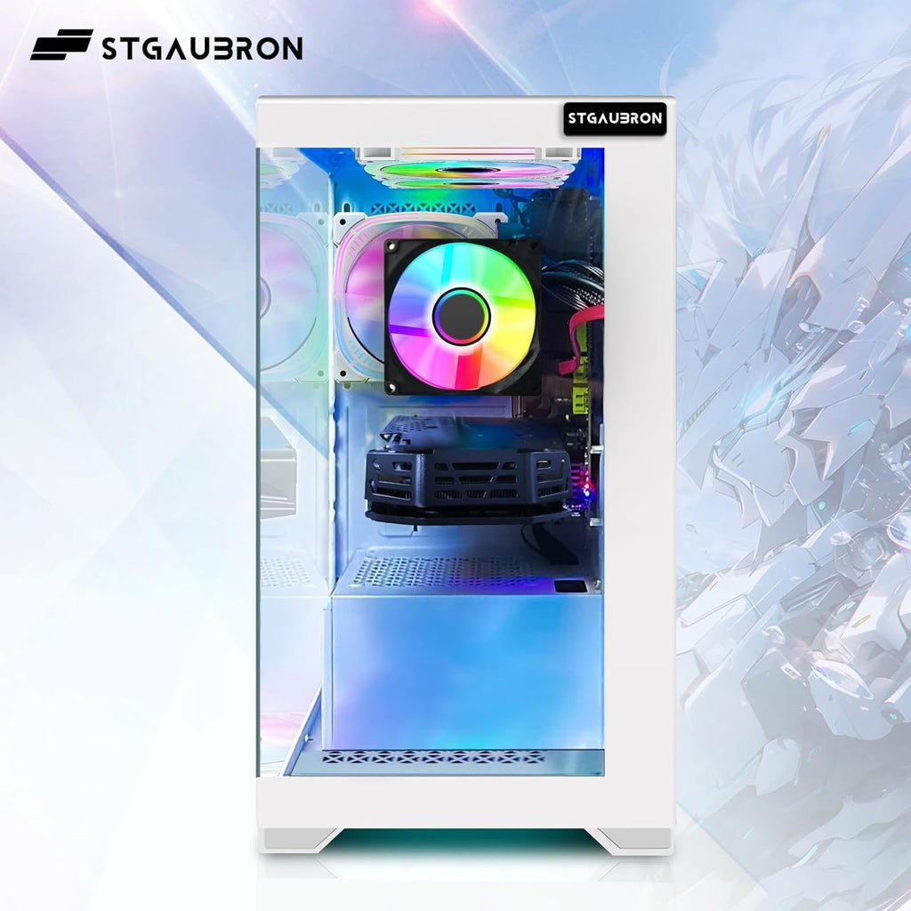 PC de bureau gaming STGAubron : processeur AMD Athlon 3000G 3,5 GHz, carte graphique Radeon RX 590 8 Go, 16 Go de RAM DDR4, SSD 512 Go, Wi-Fi, Bluetooth 5.0, 3 ventilateurs RGB, Windows 11 Famille – Modèle pratique