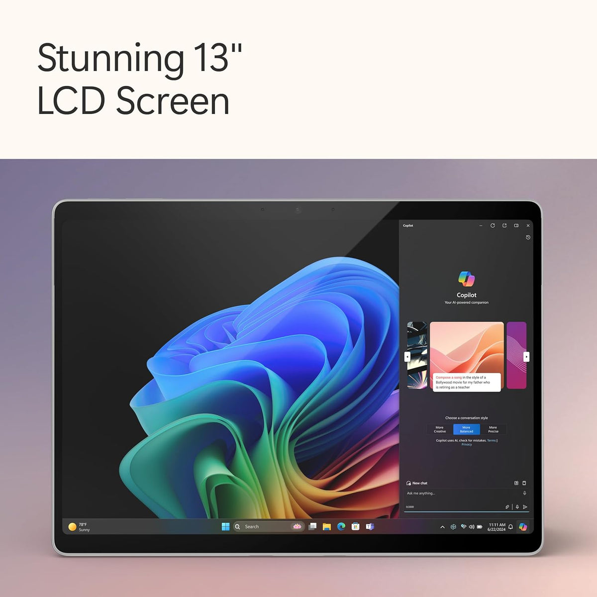 Microsoft Surface Pro 2-en-1 (2024) : ordinateur compact portable/tablette, Windows 11, Copilot+, écran tactile 13 pouces, processeur Snapdragon X Plus (10 cœurs), 16 Go de RAM, 512 Go de stockage, finition platine.