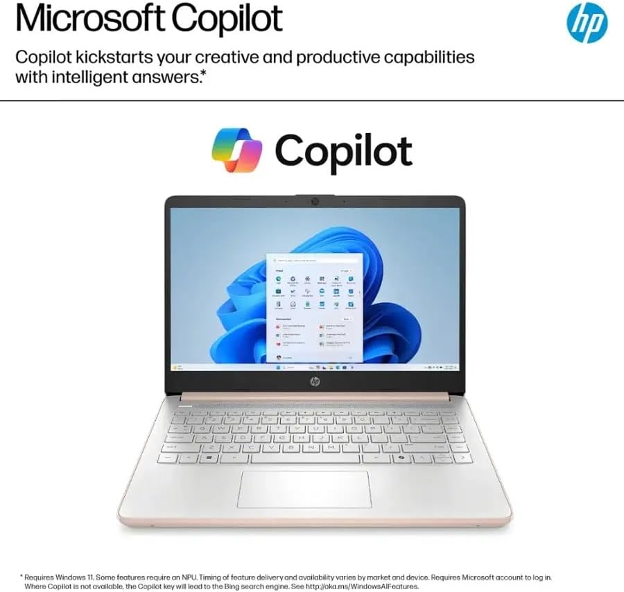 Ordinateur compact portable HP Stream 14 pour étudiants et professionnels, Microsoft Office 365, Copilot AI, 4 Go de RAM, 128 Go UFS, Intel N150 (quadricœur), Wi-Fi 6, Bluetooth 5.4, Windows 11 S (14 pouces, or rose, 128 Go, 4 Go de RAM)
