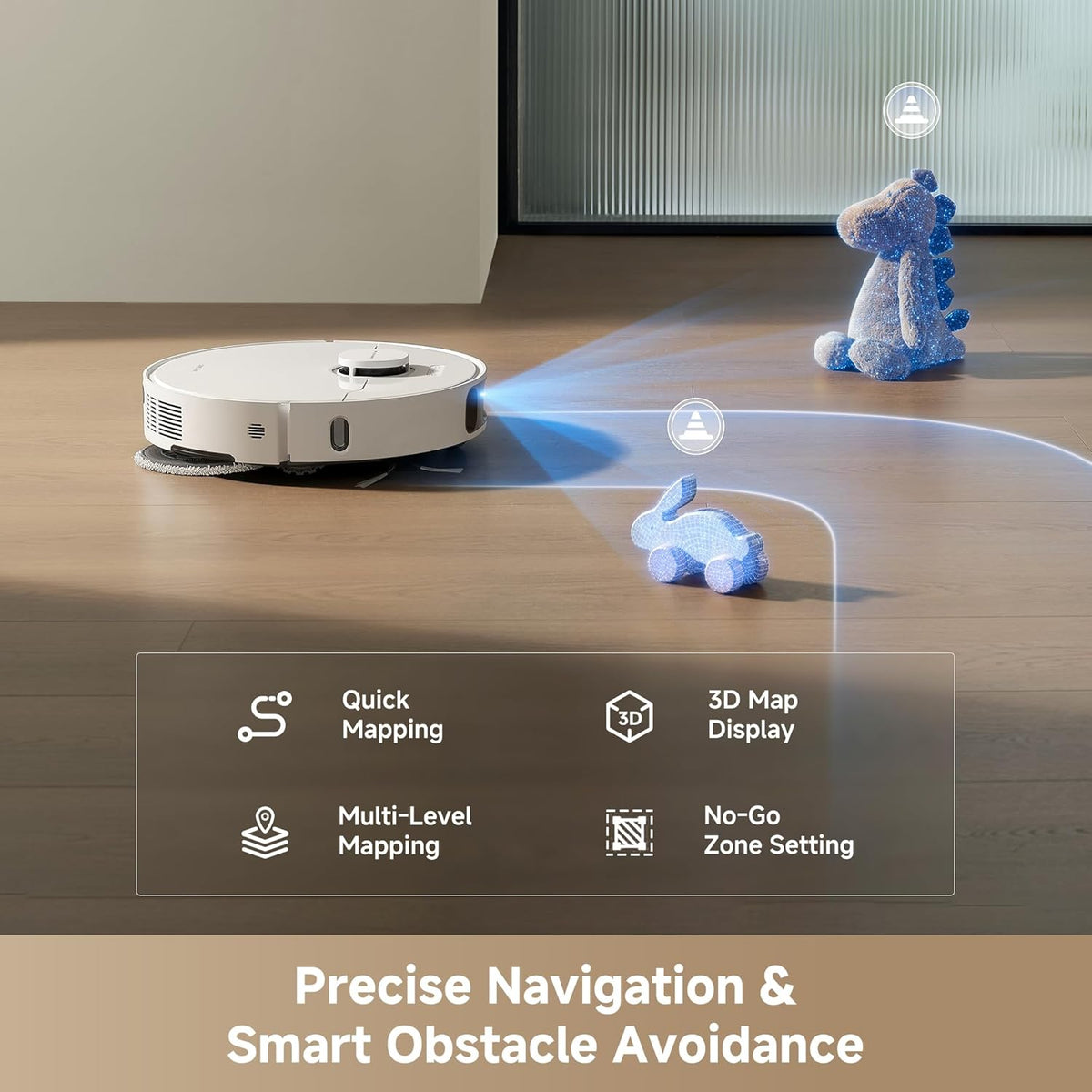 Aspirateur et laveur robot DREAME D30 Ultra, aspiration hautes performancese de 25 000 Pa, station de base tout-en-un doté de vidage automatique après 100 jours, technologie MopExtend pour le nettoyage des bords, détection intelligente des…