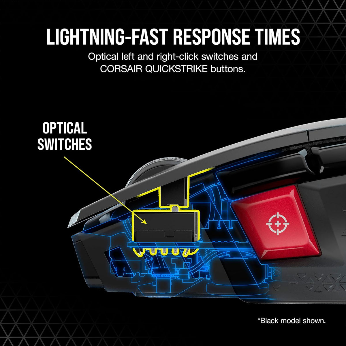 Souris gaming à connectivité sans fil Corsair M65 RGB Ultra Wireless : FPS réglable, technologie à connectivité sans fil Slipstream (moins d'1 ms), capteur optique 26 000 DPI, allant jusqu'à 120 heures d'autonomie, 8 boutons programmables – Blanche