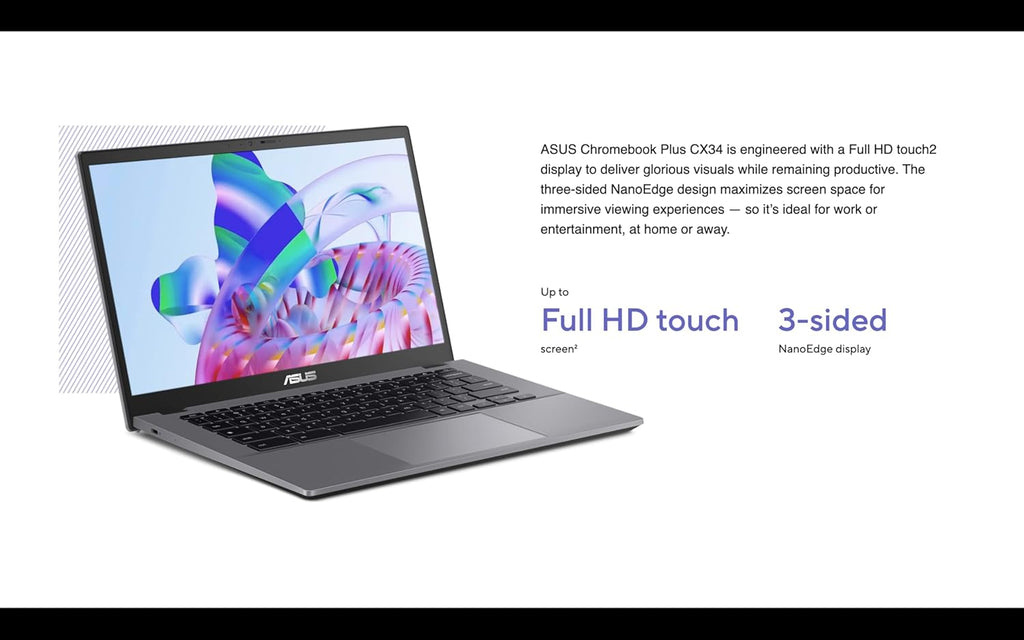 ASUS Chromebook Plus CX34 14.0 Écran tactile FHD (Intel i3-1215U Intel UHD 8 Go LPDDR5 128 Go SSD Clavier rétroéclairé WiFi 6 Webcam Bluetooth 5.4 Chrome OS) (Reconditionné)
