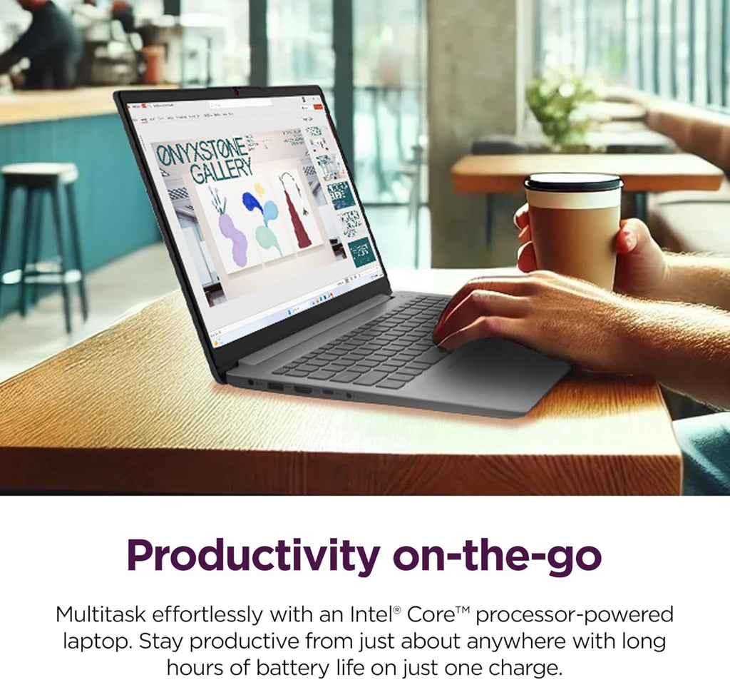 Ordinateur compact portable Lenovo à écran tactile avec abonnement Office 365 à vie pour le Web - IdeaPad 3i - Processeur Intel Core i3 - Écran Full HD 15,6" - 12 Go de RAM - SSD 256 Go - Bluetooth - Webcam - Windows 11 (sans souris)