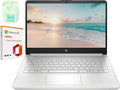 Ordinateur compact portable professionnel HP 14 LED, 16 Go de RAM, 640 Go de stockage (128 Go UFS + carte SD de 512 Go), processeur Intel Quad-Core N150, Windows 11 S et abonnement d'un an à Microsoft Office 365 inclus, écouteurs PLUSERA argentés