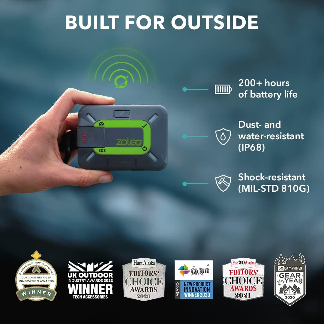 Communicateur satellite ZOLEO – Messagerie SMS et e-mail bidirectionnelle mondiale, alertes SOS d'urgence, enregistrement et géolocalisation GPS – Accessoire pour smartphones Android et iOS – Modèle pratique