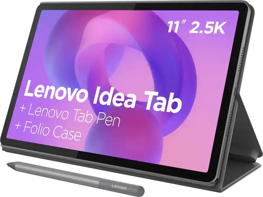 Tablette tactile Lenovo Idea Tab 11 avec stylet et étui folio - Dimensity 6300 / 8 Go de RAM / 128 Go de stockage / Android 15 / 2,5K / 90 Hz / Gris lunaire