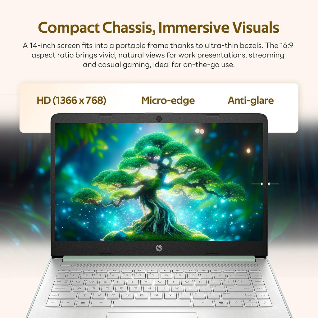 Ordinateur compact portable HP Stream 14 HD pour étudiants et professionnels avec AI Copilot, processeur Intel N150, 4 Go de RAM, 1,12 To de stockage (128 Go UFS + station d'accueil de 1 To), abonnement d'un an à Office 365, carte graphique Intel