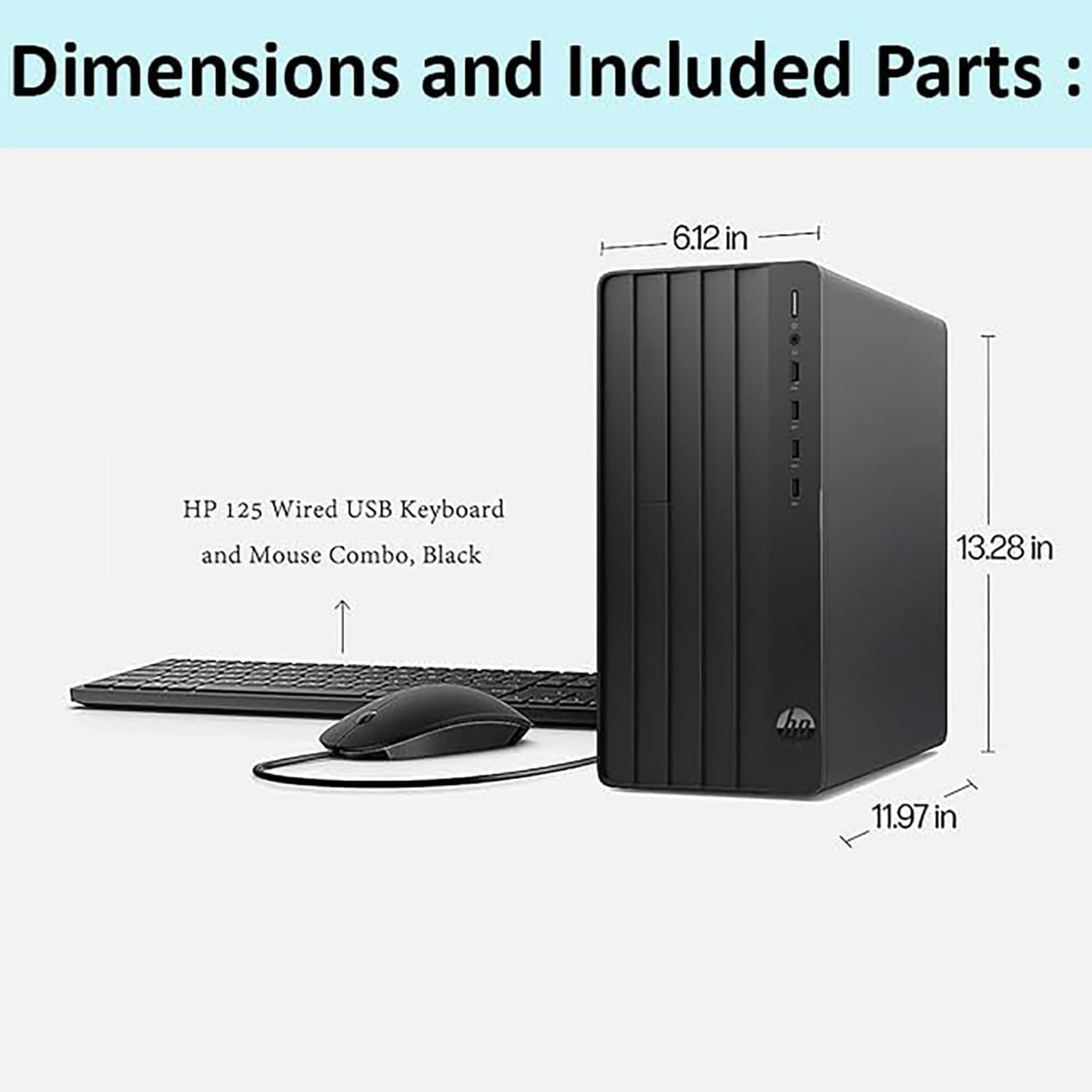 Ordinateur de bureau HP (tour) pour un usage domestique, les étudiants et les professionnels : processeur Intel quadricœur de 13e génération, 16 Go de RAM DDR4, SSD PCIe de 256 Go, adaptateur Wi-Fi, ports VGA, RJ-45 et HDMI, clavier et souris…