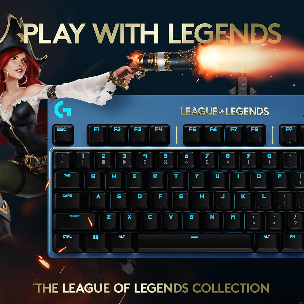 Clavier de jeu mécanique Logitech G PRO - Ultra-facile à transporter, format au format compact sans pavé numérique, câble USB détachable, touches rétroéclairées RGB LIGHTSYNC, édition officielle League of Legends