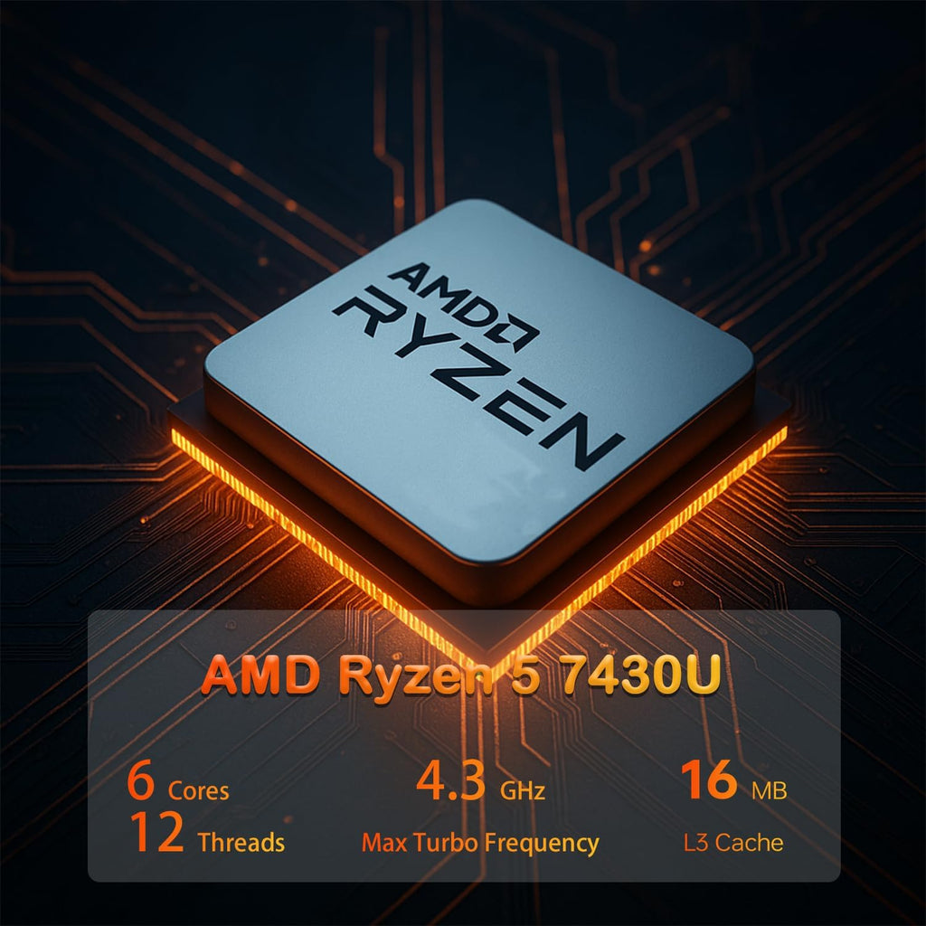 Ordinateur compact portable HP 17,3 pouces pour le travail et la maison : écran tactile antireflet, processeur AMD Ryzen 5 7430U, 8 Go de RAM DDR4, SSD de 512 Go, clavier rétroéclairé, lecteur d’empreintes digitales, webcam, Windows 11 Famille, bleu.