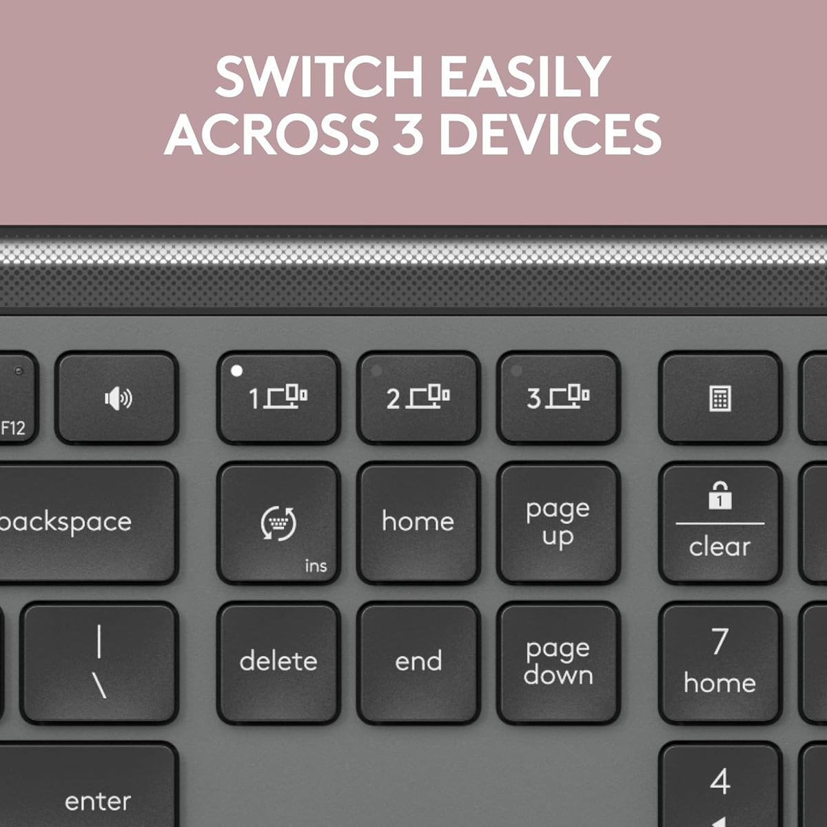 Ensemble clavier et souris à connectivité sans fil Logitech MK955 Signature Slim, conçu pour les grandes mains, proposant une frappe et des clics silencieux, compatible doté de trois appareils, Bluetooth et multi-OS (Windows et Mac).