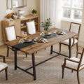 Table de salle à manger industrielle HOMCOM pour 8 personnes, table rectangulaire de 180 cm de long dotée de grand plateau et pieds en acier, marron rustique