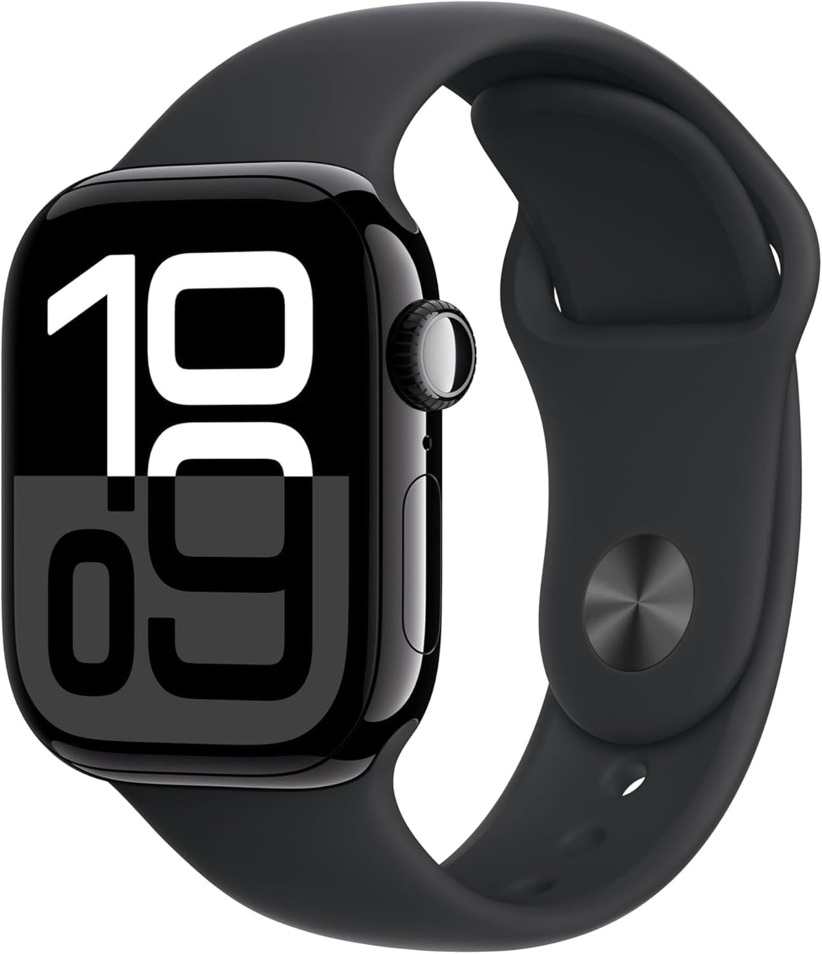 Présentation : Apple Watch Series 10 GPS 46 mm - Boîtier en aluminium noir de jais avec bracelet sport noir M/L (Reconditionnée)