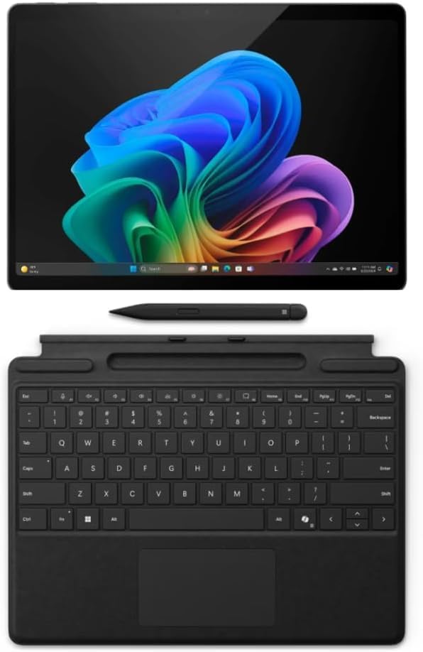 Pack Microsoft Surface Pro 11 : PC 13 Copilot+ avec clavier Pro noir et stylet fin, Tablette tactile IA Snapdragon X Plus, pack essentiel pour Surface Pro 11, 16 Go de RAM, SSD de 1 To, Windows 11 Professionnel