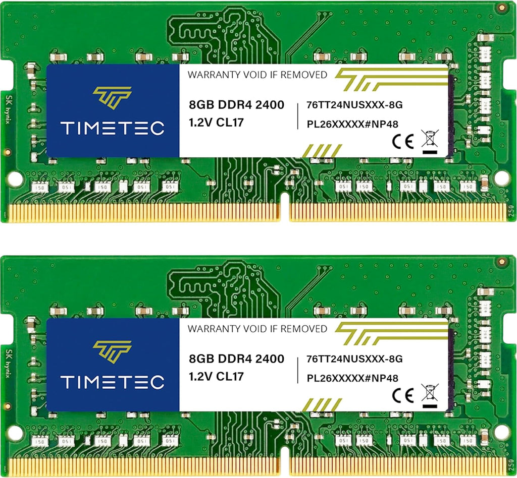 Kit de mémoire vive Timetec 16 Go (2 x 8 Go) DDR4 2400 MHz (PC4-2400T) PC4-19200 SODIMM pour ordinateur compact portable – Module de mémoire non-ECC sans tampon, 260 broches, 1,2 V, CL17, pour ordinateur compact portable, mini-PC et PC tout-en-un.