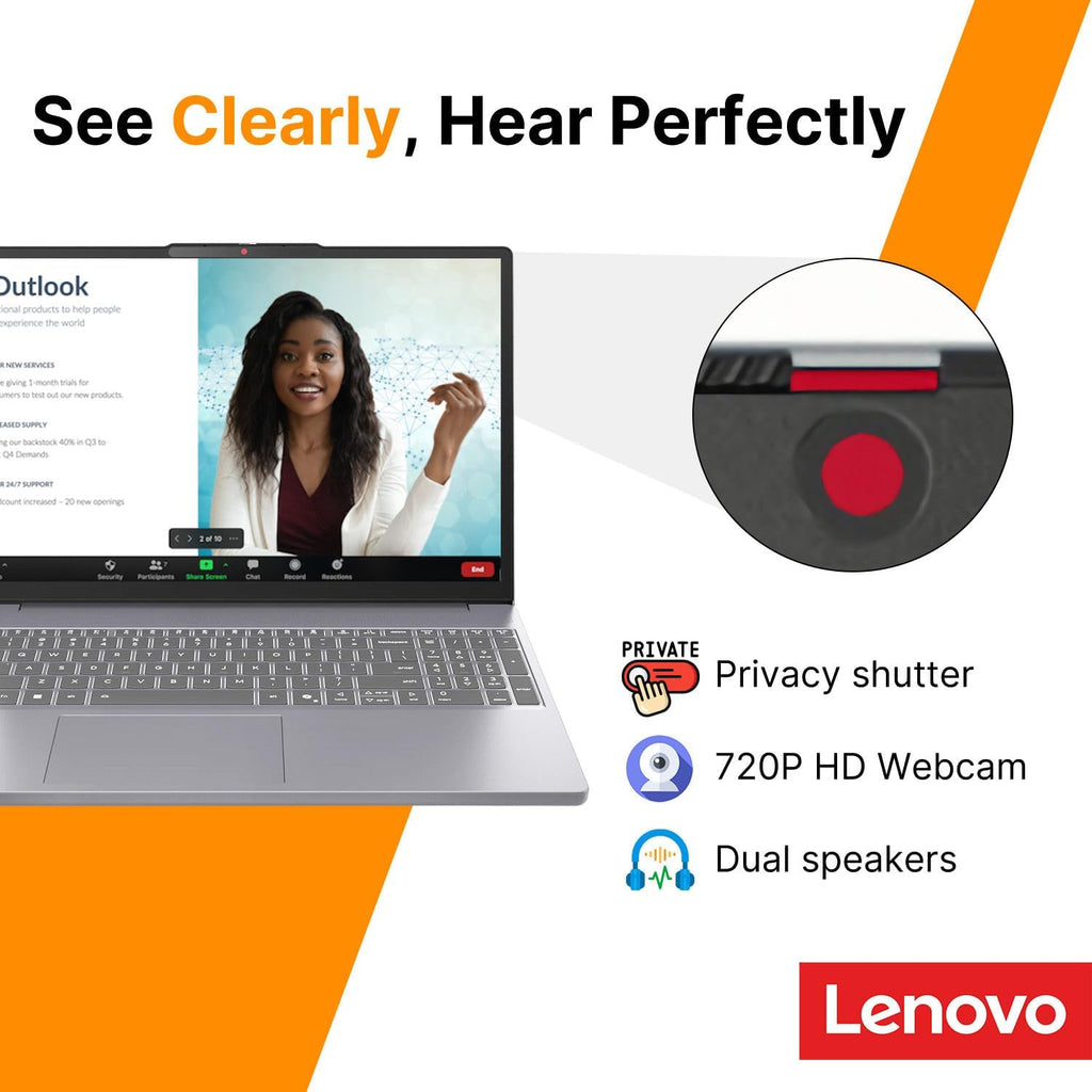 Ordinateur compact portable professionnel Lenovo IdeaPad • Écran FHD+ 15,3 pouces • Processeur Intel Core i7-13620H à 10 cœurs • 16 Go de RAM DDR5 • SSD PCIe de 512 Go • Intelligence artificielle Copilot • Wi-Fi 6 et Bluetooth 5.2 • Windows 11 •