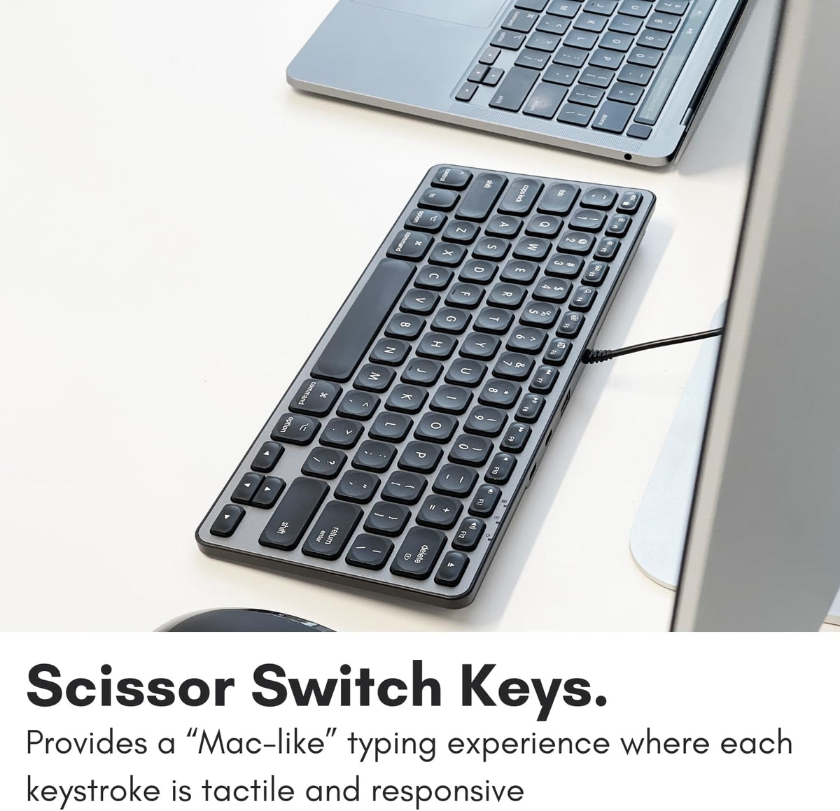 Clavier filaire Macally pour Mac avec hub USB (2 ports USB-C / 1 port USB-A) - Clavier Apple compact compatible avec prise USB 2 en 1 - pour MacBook Pro/Air, Mac mini et iMac