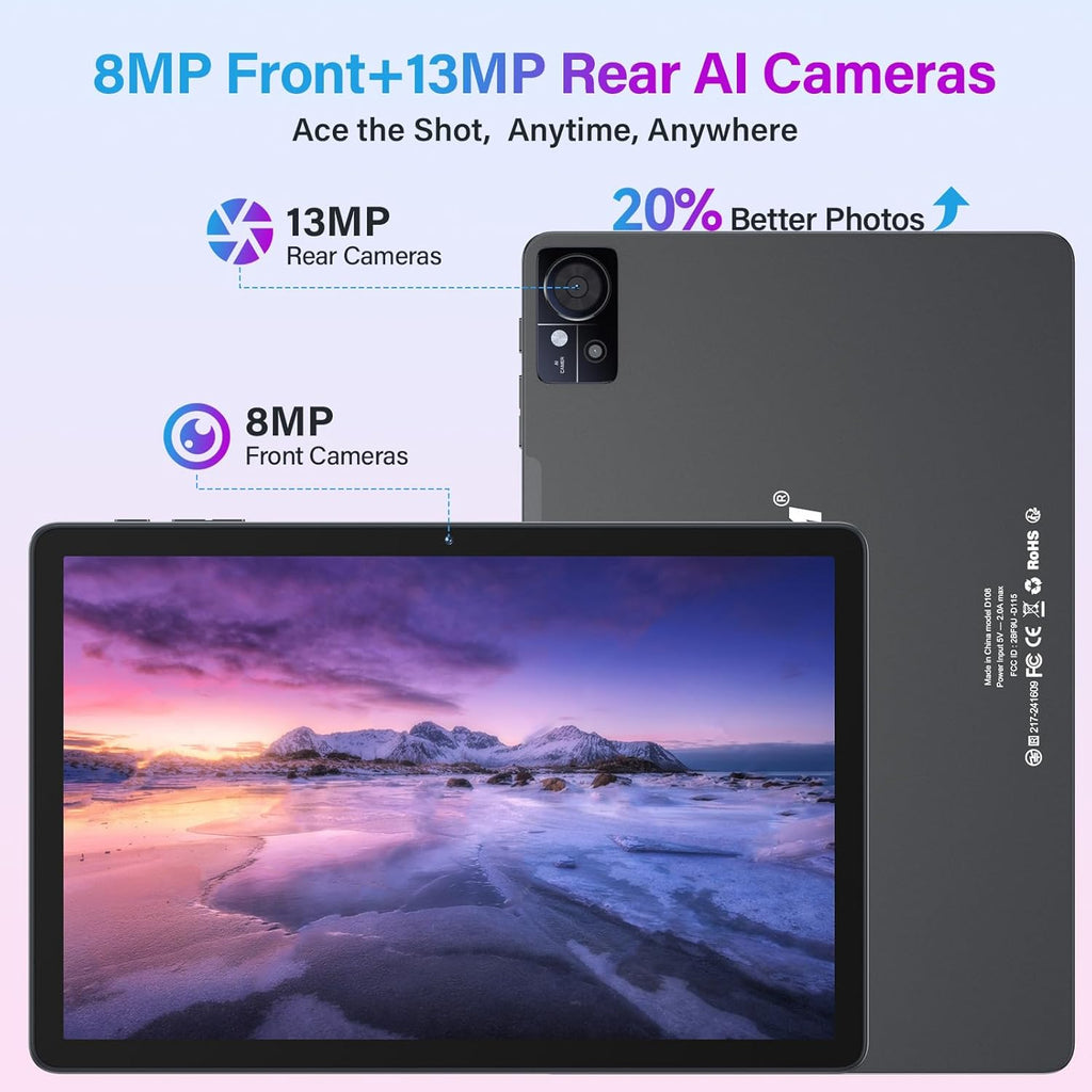 Tablette tactile Android 15 11 pouces (mise à jour 2026) - 16 Go de RAM, 128 Go de ROM (extensible jusqu'à 1 To), Wi-Fi 5G, double caméra 21 Mpx, processeur octa-core MTK8786, Gemini AI 2.0. Livrée avec clavier, souris, film protecteur et étui (gris)