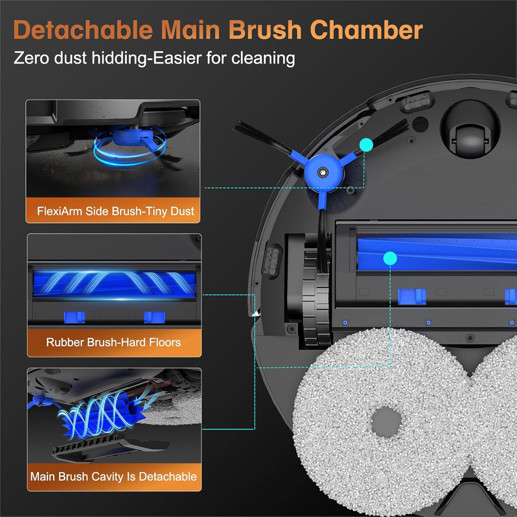 Aspirateur et laveur robot Bcdroid A10 Ultra, aspiration de 25 000 Pa, système de triple levage, vidage et remplissage automatiques, station de nettoyage tout-en-un, évitement des obstacles par IA – Modèle pratique