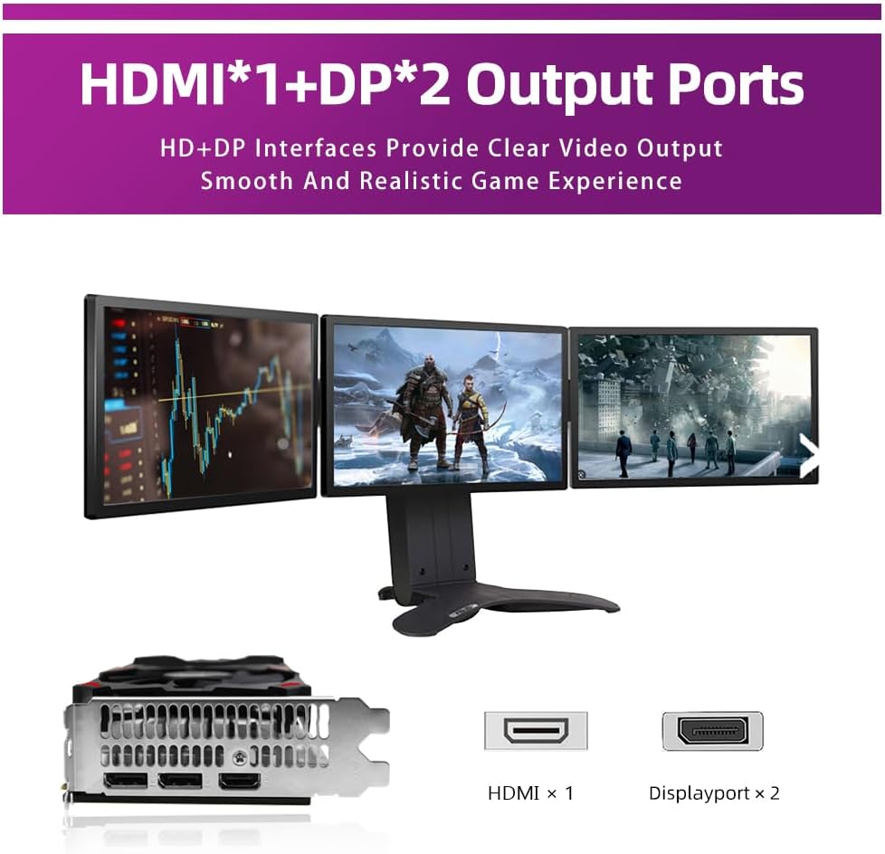 Carte graphique Kelinx AISURIX RX 580, 2048SP, 8 Go physiques, GDDR5, 256 bits, carte vidéo de jeu PC, 2 ports DP, HDMI, PCI Express 3.0 doté de fonction Freeze Fan Stop pour PC de bureau.