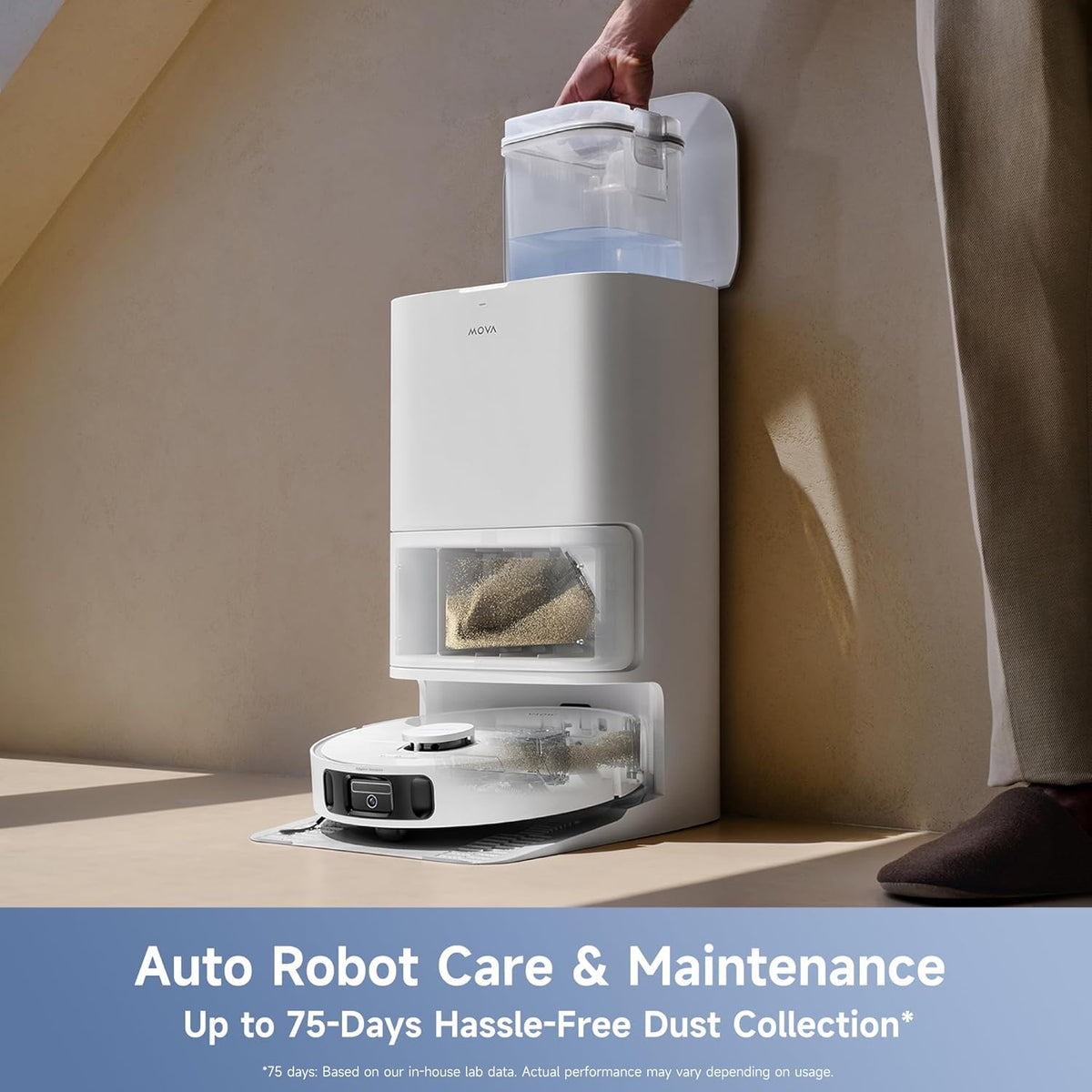 Aspirateur et laveur robot Mova E40 Ultra, aspiration de 19 000 Pa, serpillère extensible et relevable, station tout-en-un, vidage automatique, lavage automatique et séchage à air chaud, détection d'obstacles à 360°, application et commande vocale