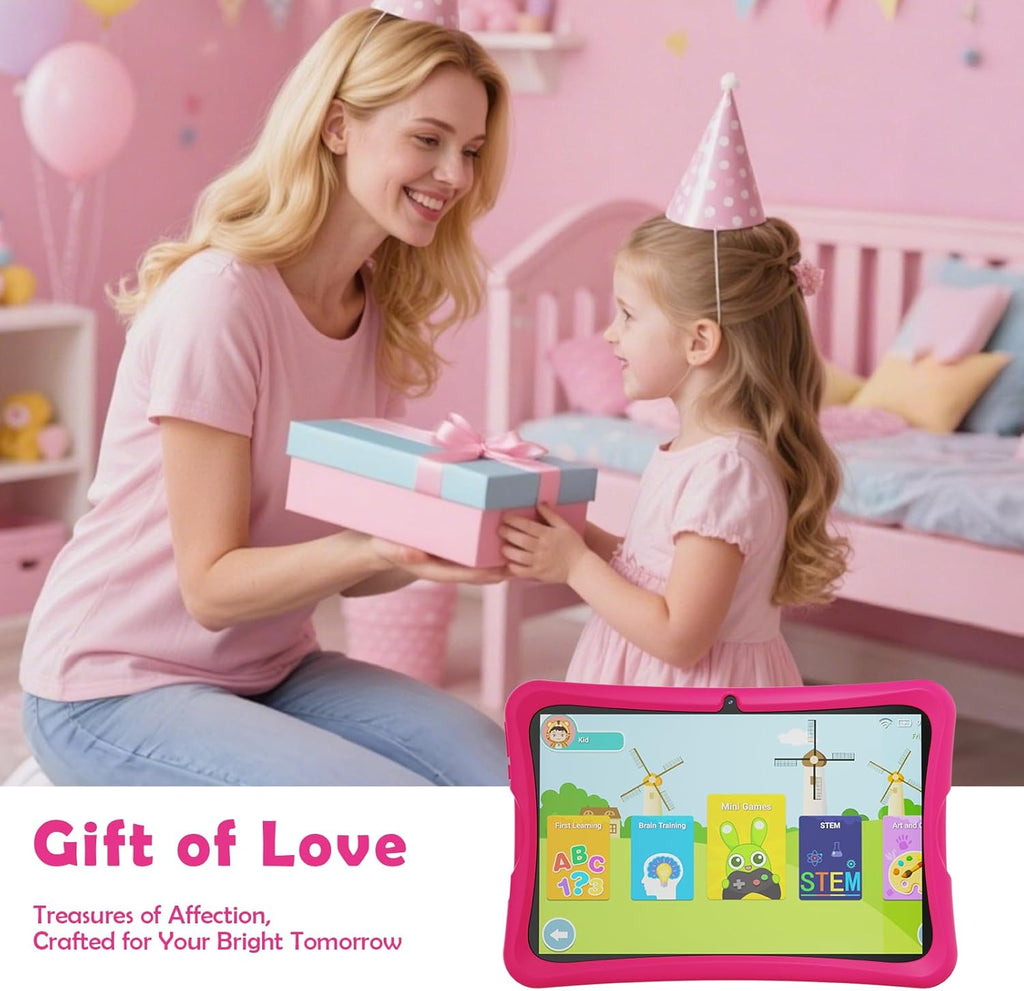 Tablette tactile DigiLand Android 15 pour enfants, 10,1 pouces, 6 Go de RAM + 32 Go de ROM (extensible via carte TF), contrôle parental, applications pour enfants préinstallées, double caméra 2 MP + 5 MP, tablette éducative Android avec étui de prote