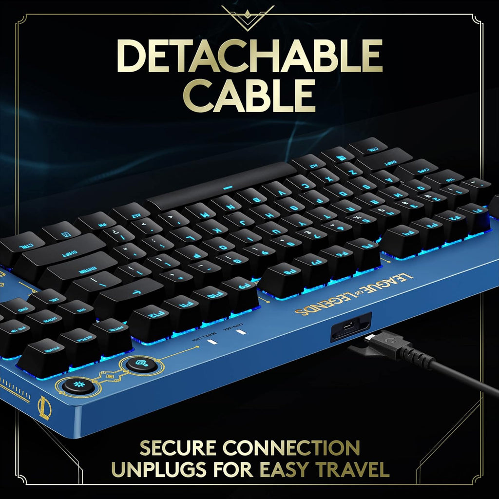 Clavier de jeu mécanique Logitech G PRO - Ultra-facile à transporter, format au format compact sans pavé numérique, câble USB détachable, touches rétroéclairées RGB LIGHTSYNC, édition officielle League of Legends