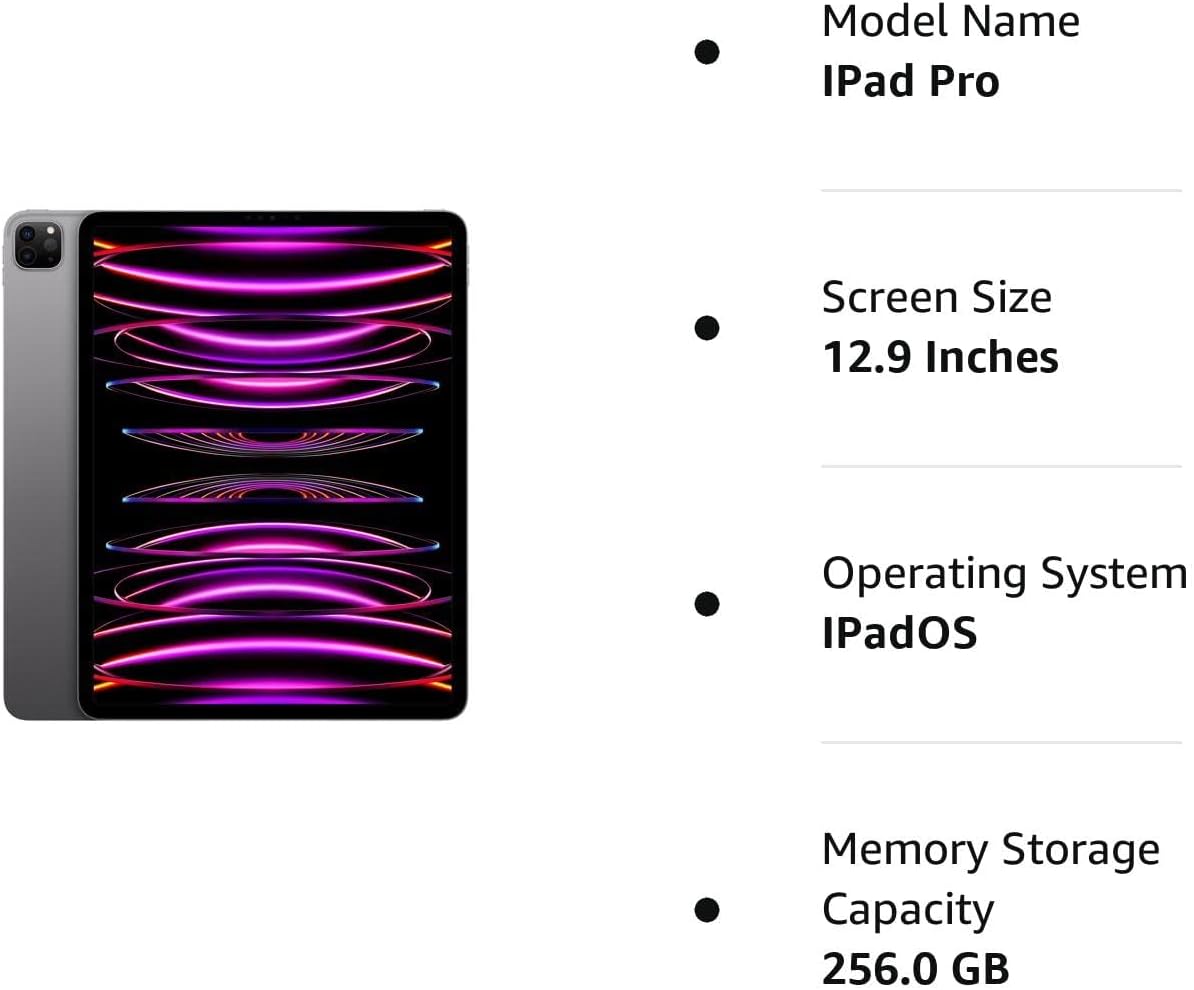 iPad Pro 2022 d'Apple (12,9 pouces Wi-Fi 256 Go) - Gris sidéral (Reconditionné) pratique