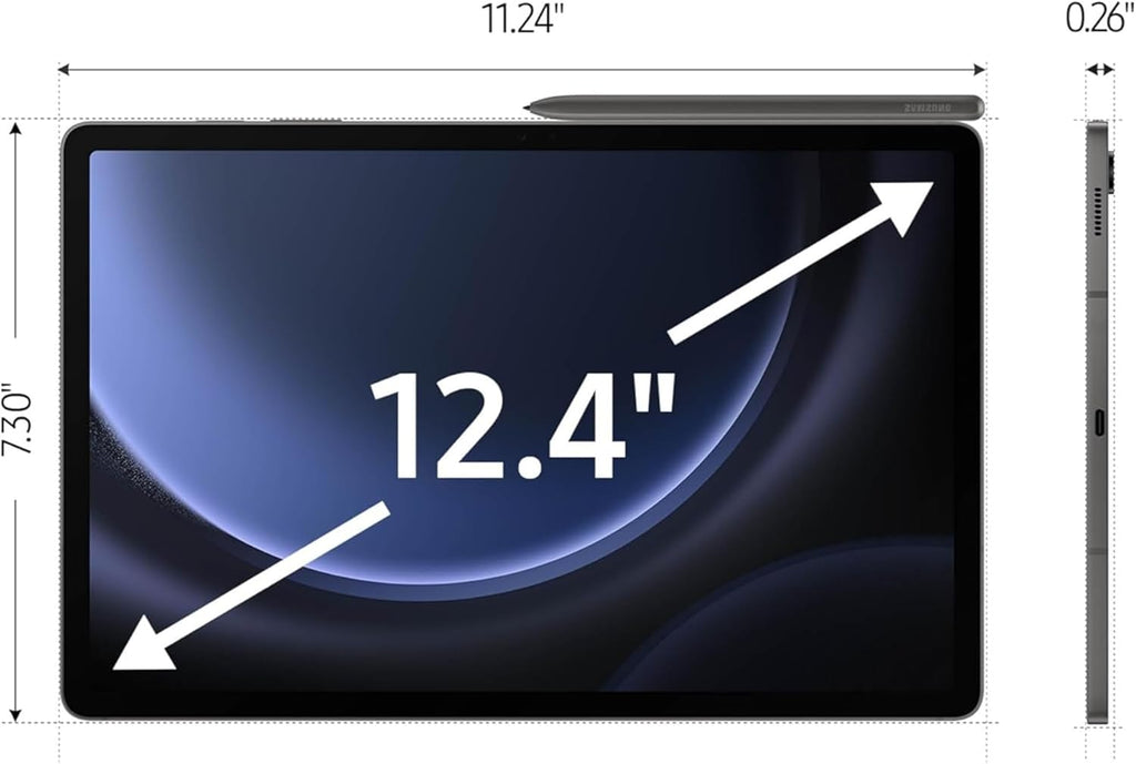 Tablette tactile Android SAMSUNG Galaxy Tab S9 FE+ Plus (écran tactile 12,4 pouces, 8 Go de RAM, 256 Go de stockage, longue autonomie, S Pen, 1 caméra frontale + 2 caméras arrière, conception légère et durable) SM-X610
