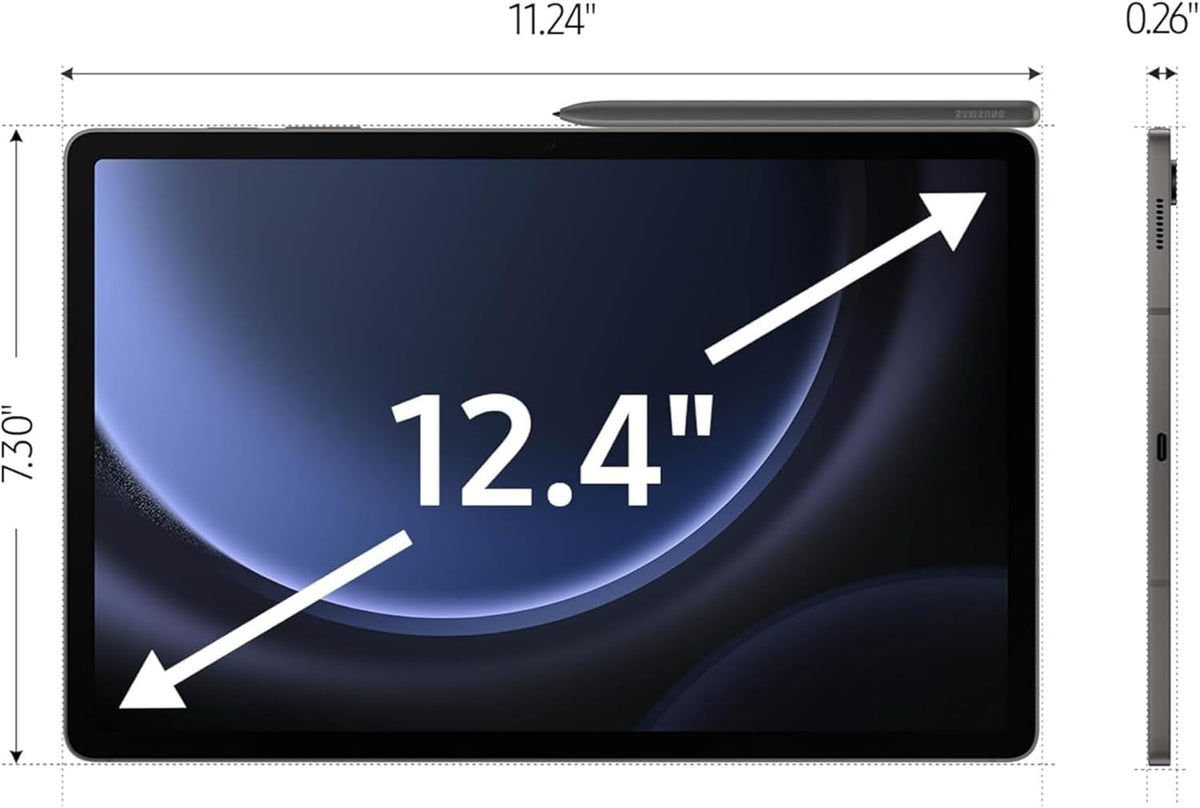 Tablette tactile Android SAMSUNG Galaxy Tab S9 FE+ Plus (écran tactile 12,4 pouces, 8 Go de RAM, 256 Go de stockage, longue autonomie, S Pen, 1 caméra frontale + 2 caméras arrière, conception légère et durable) SM-X610