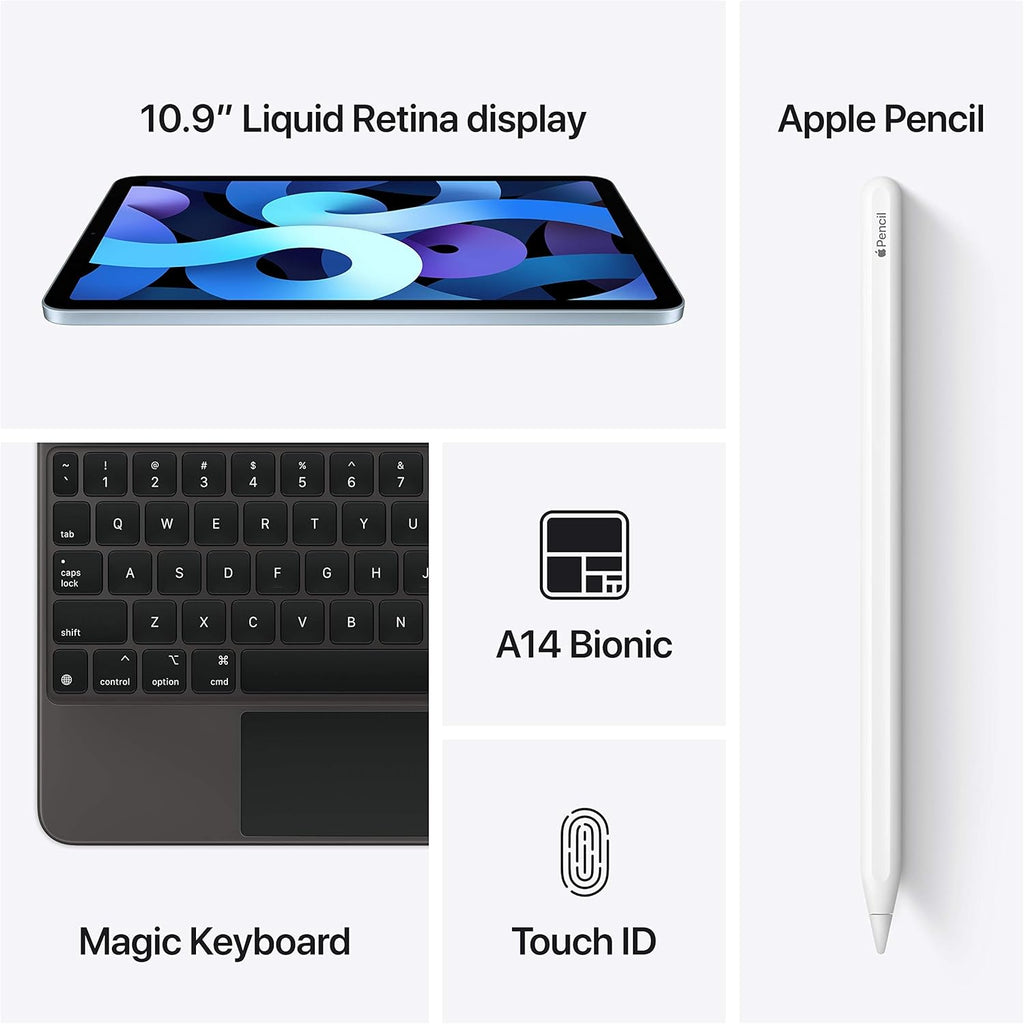 Apple iPad Air 10,9 pouces Wi-Fi 64 Go (2020) - Bleu ciel (Reconditionné Premium) pratique