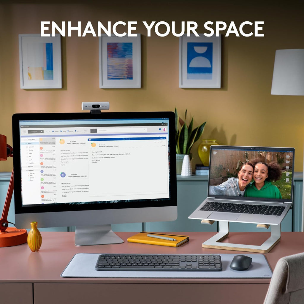 Ensemble clavier et souris à connectivité sans fil Logitech MK955 Signature Slim, conçu pour les grandes mains, proposant une frappe et des clics silencieux, compatible doté de trois appareils, Bluetooth et multi-OS (Windows et Mac).