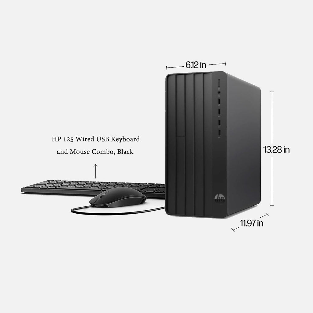 Ordinateur de bureau HP, format tour, pour un usage domestique et le bureau : processeur Intel Core i5-13500 à 14 cœurs, 32 Go de RAM DDR4, SSD PCIe de 1 To, carte graphique UHD 770, Wi-Fi 6, Bluetooth 5.3, RJ-45, HDMI, VGA, clavier et souris…