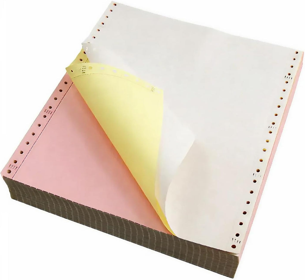 Papier autocopiant Staples NCR, formulaires continus en 3 exemplaires, 24 x 28 cm, blanc/jaune/rose, papier multi-exemplaires assemblé, 1100 feuilles pour factures et formulaires – Modèle pratique