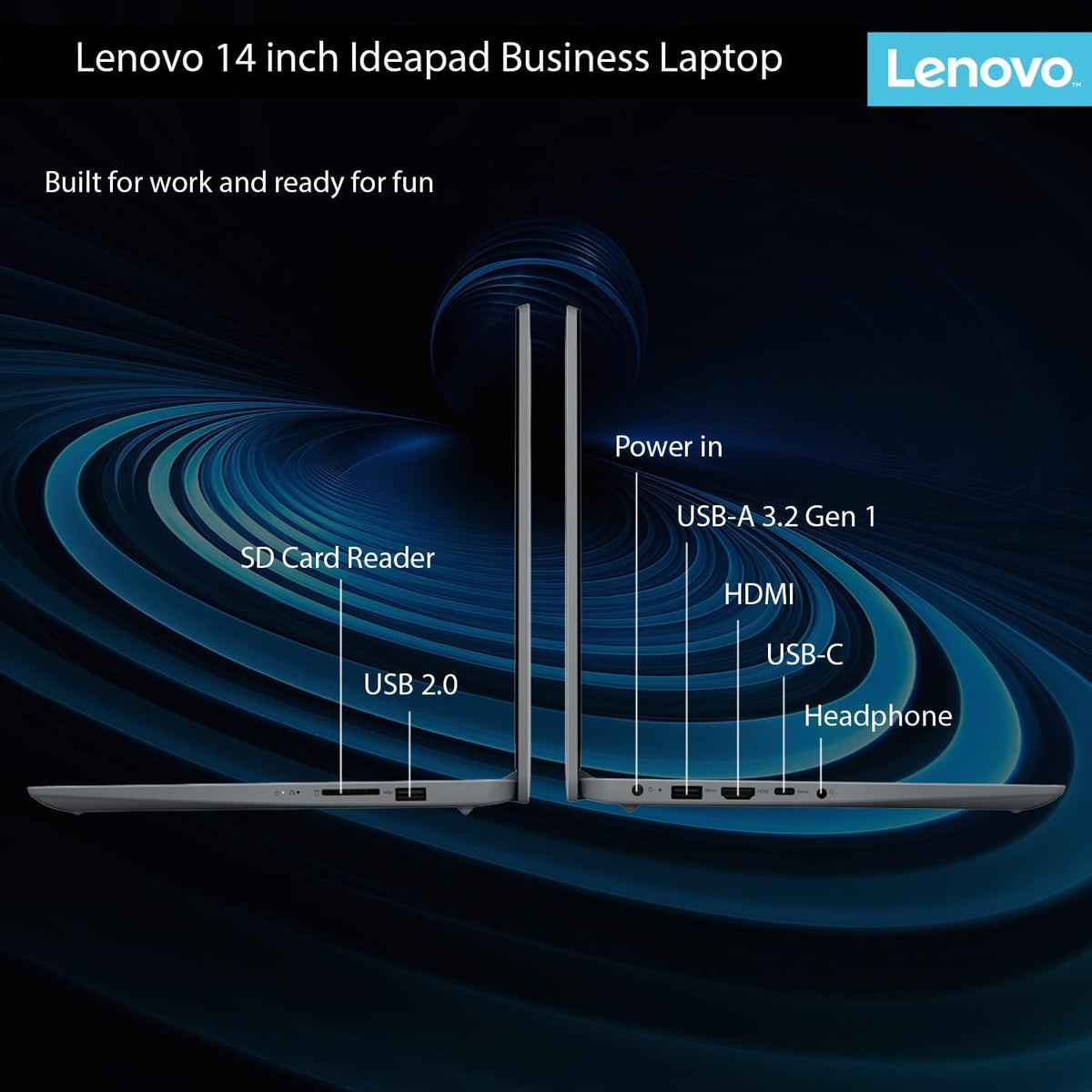 Ordinateur compact portable Lenovo IdeaPad avec Microsoft Office, processeur Intel hautes performances, 12 Go de mémoire, 1,2 To (1 To Cloud et 256 Go SSD), autonomie de 11 heures, lecteur de carte SD, port USB-C, webcam, clé USB de récupération