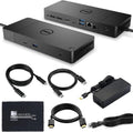Station d'accueil Dell WD19TB Thunderbolt doté de adaptateur secteur 180 W (130 W Power Delivery), câble HDMI, câble DisplayPort, câble Thunderbolt et chiffon en microfibre inclus.