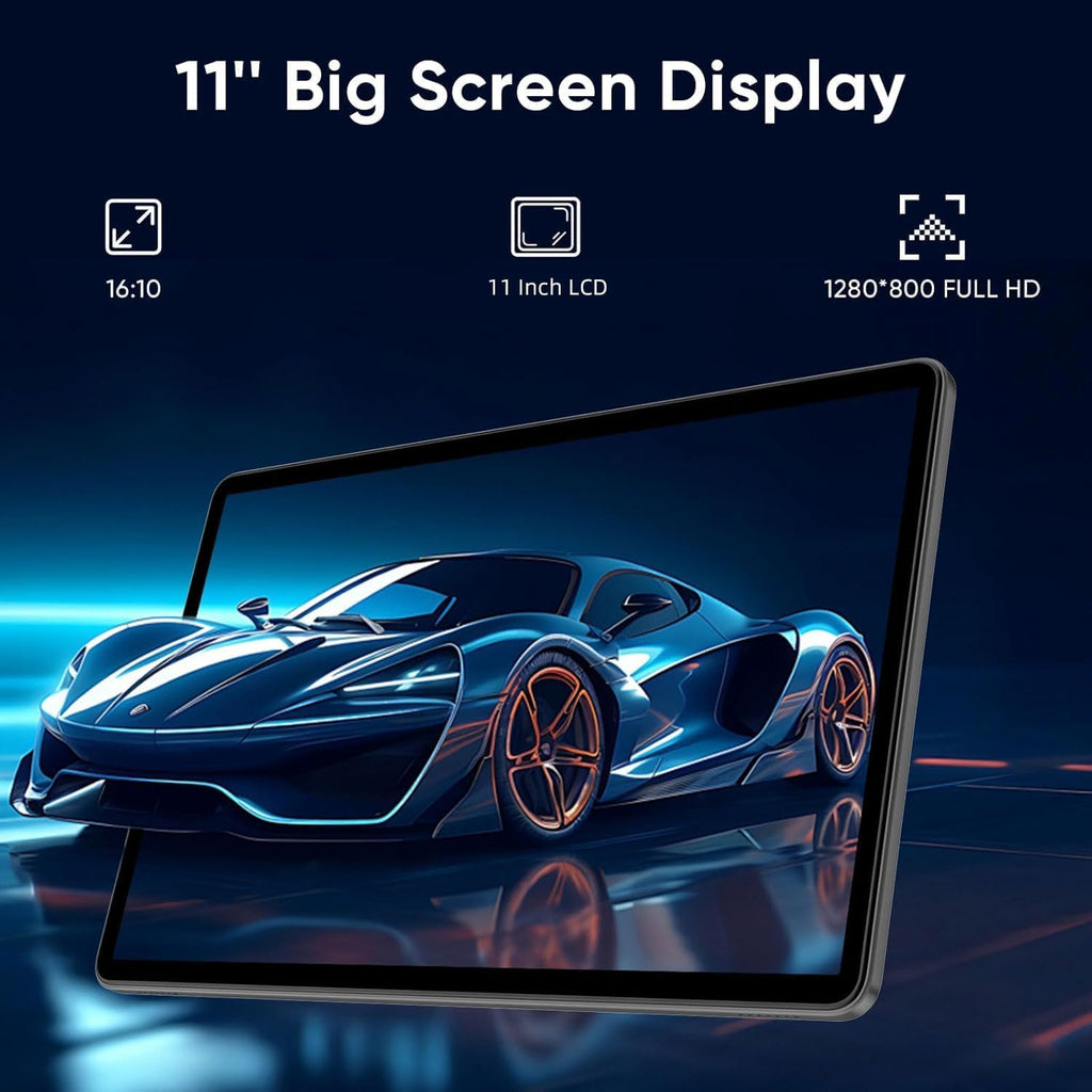 Tablette tactile WXUNJA Android 16, 11 pouces, processeur octocœur, 28 Go de RAM, 128 Go de ROM extensible jusqu'à 1 To, Widevine L1, batterie 8 000 mAh, Wi-Fi double bande 2,4/5 GHz, GPS et radio FM, caméras 5 et 8 MP, étui inclus, bleu