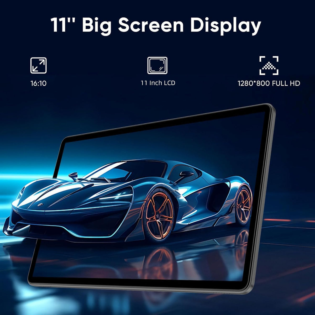 Tablette tactile WXUNJA Android 16, 11 pouces, processeur octocœur, 28 Go de RAM, 128 Go de ROM extensible jusqu'à 1 To, Widevine L1, batterie 8 000 mAh, Wi-Fi double bande 2,4/5 GHz, GPS et radio FM, caméras 5 et 8 MP, étui inclus, bleu