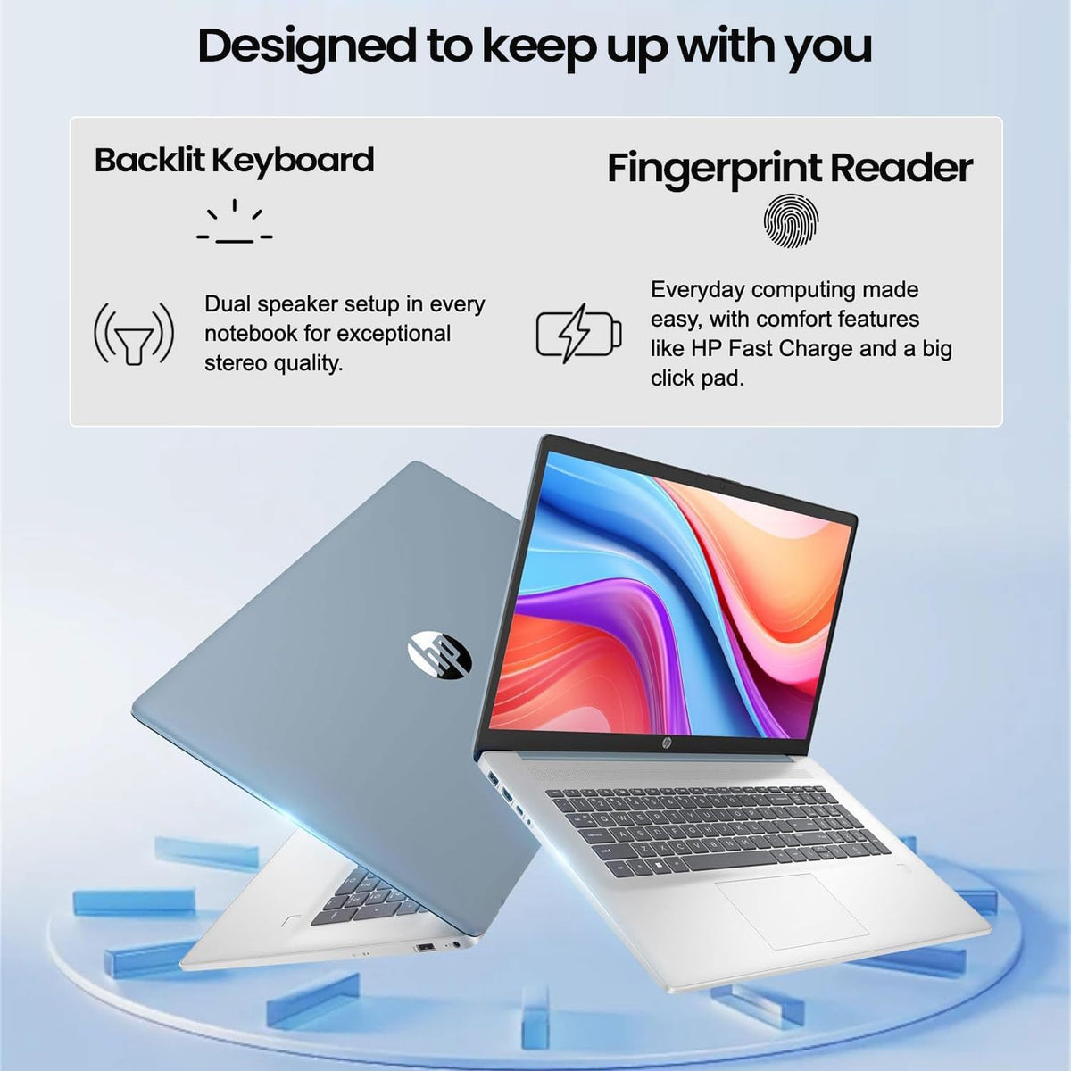 Ordinateur compact portable HP 17,3 pouces LED tactile pour professionnels et particuliers, processeur AMD Ryzen 5 7430U, 32 Go de RAM, SSD PCIe de 1 To, lecteur d'empreintes digitales, clavier rétroéclairé, webcam HD, HDMI, Wi-Fi 6, Windows 11 Pro