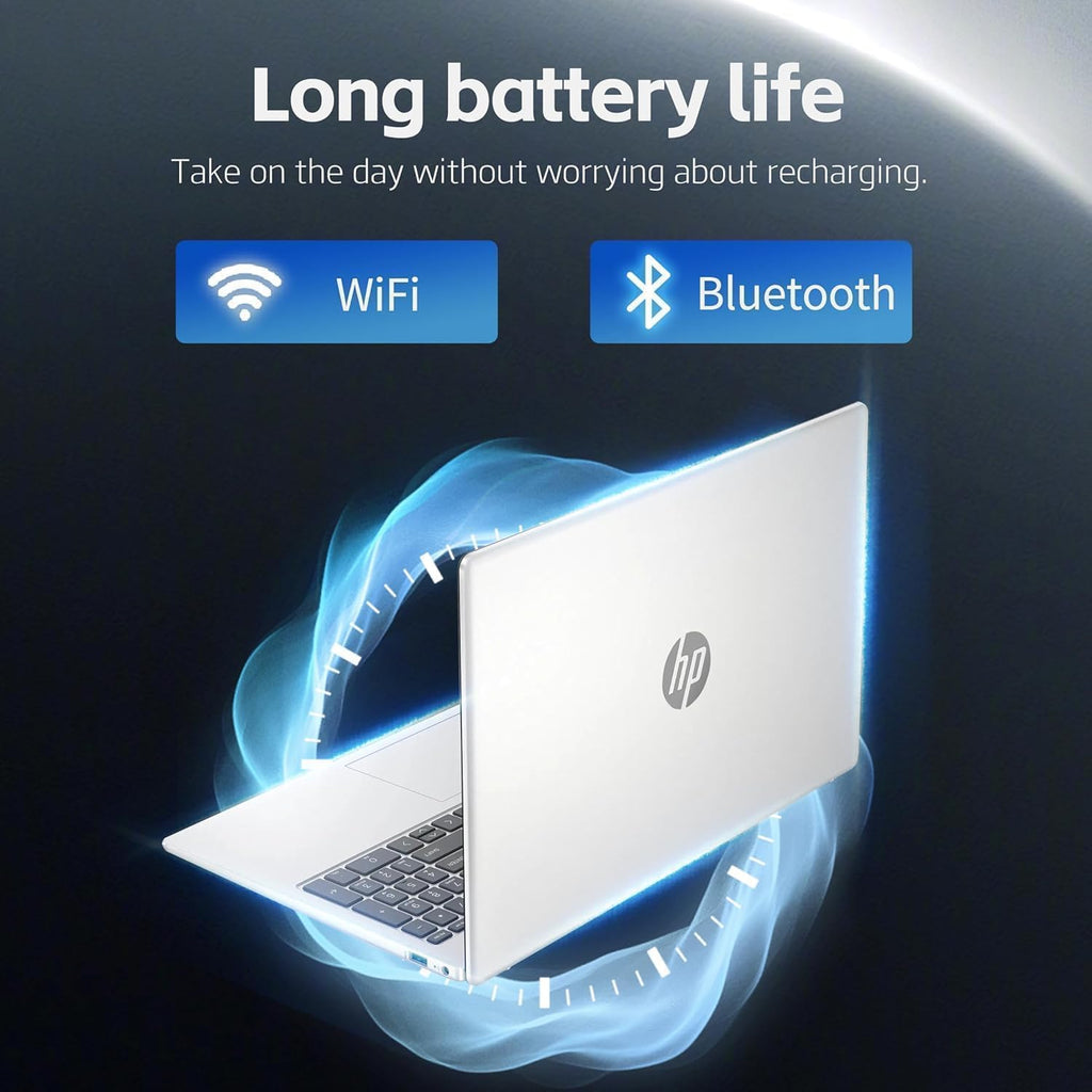 Ordinateur compact portable HP 15,6 pouces Édition 2026 : Processeur Intel N100 quadricœur hautes performances, SSD 128 Go, Copilot AI, Windows 11 Professionnel avec Office 365 pour le Web (sans souris).