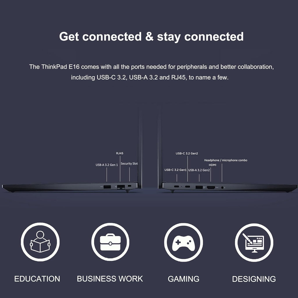 Ordinateur compact portable professionnel Lenovo ThinkPad E16 Gen 2 (écran 16 pouces FHD+ antireflet, processeur AMD Ryzen 7 7735U (supérieur à Intel i7-1355U), 16 Go de RAM DDR5, SSD de 512 Go), lecteur d'empreintes digitales rétroéclairé, Wi-Fi