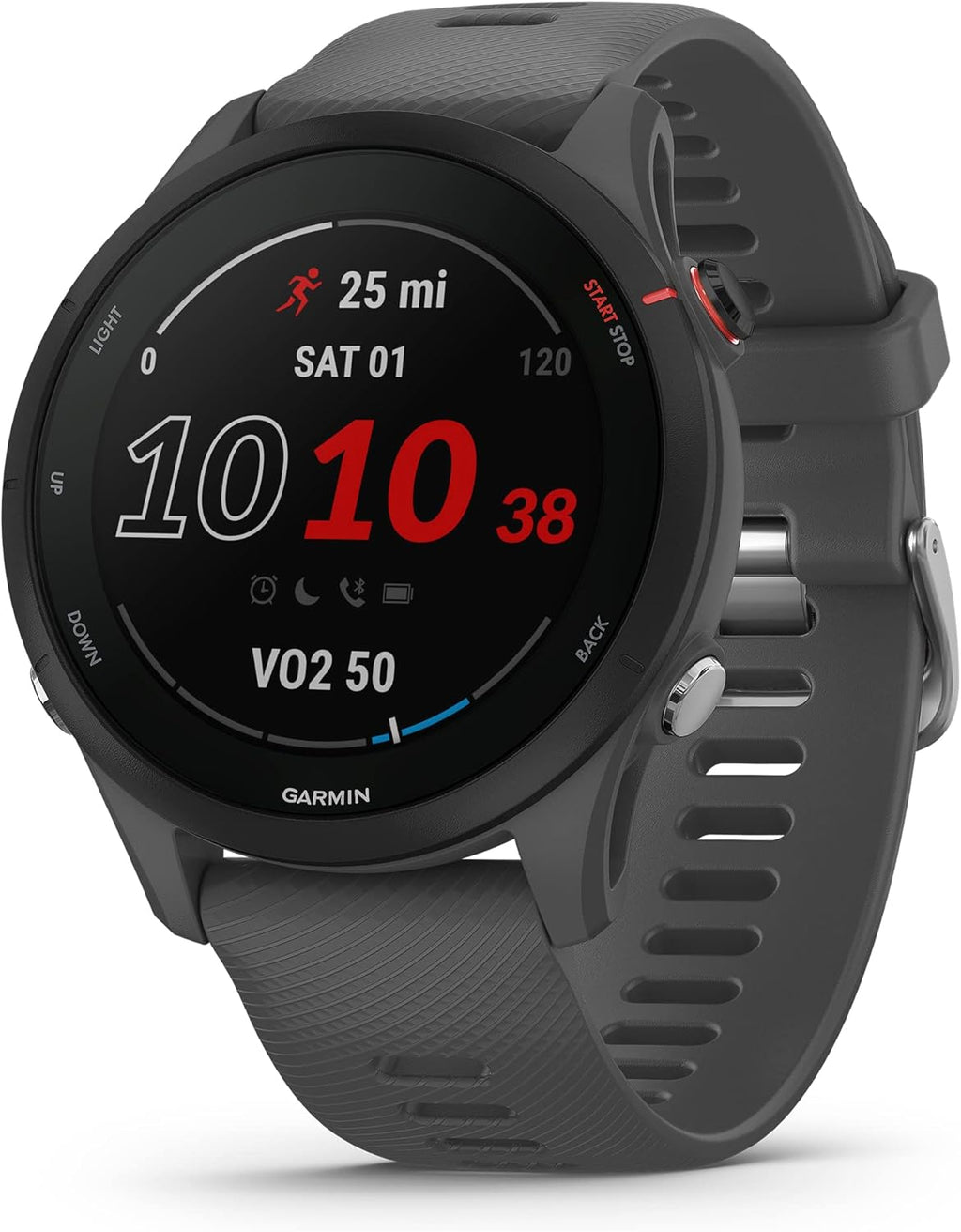 Présentation : Montre connectée GPS de course à pied Garmin Forerunner® 255 : informations avancées, batterie longue durée, gris ardoise