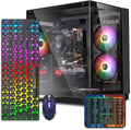 PC de bureau gaming pré-assemblé, processeur Intel Core i5 cadencé à 3,2-3,6 GHz, carte graphique RX550 doté de 4 Go de mémoire vidéo GDDR5, 16 Go de RAM, SSD NVMe de 512 Go, Wi-Fi 5, 4 ventilateurs RGB, Windows 11