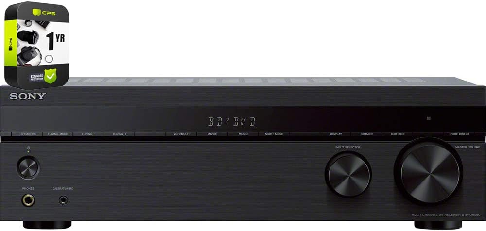 Récepteur audio-vidéo multicanal 4K HDR 5.2 Sony STRDH590 doté de Bluetooth et pack de protection CPS amélioré d'un an