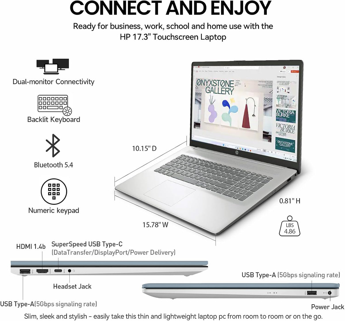 Ordinateur compact portable HP 17 pouces tactile, écran tactile HD+ IPS 17,3 pouces, PC professionnel avec intelligence artificielle, processeur Intel Core Ultra 7 de 15e génération (12 cœurs) + NPU, 32 Go de RAM DDR5, SSD de 2 To, Windows 11 Pro