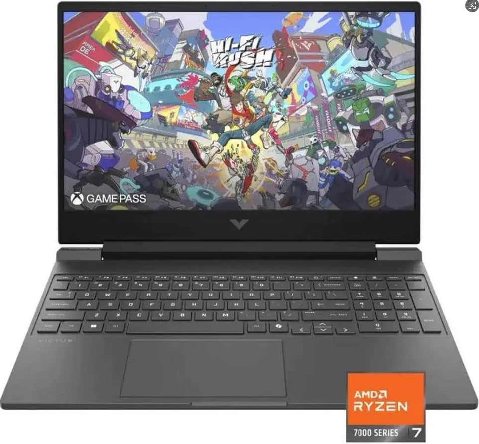 Ordinateur compact portable de jeu HP Victus 15,6" 144 Hz Full HD | AMD Ryzen 7 7445HS | NVIDIA GeForce RTX 4050 | Copilot | Rétroéclairage | 16 Go de RAM DDR5 | SSD 512 Go | Argent mica | Windows 11 Famille | Tapis de souris inclus