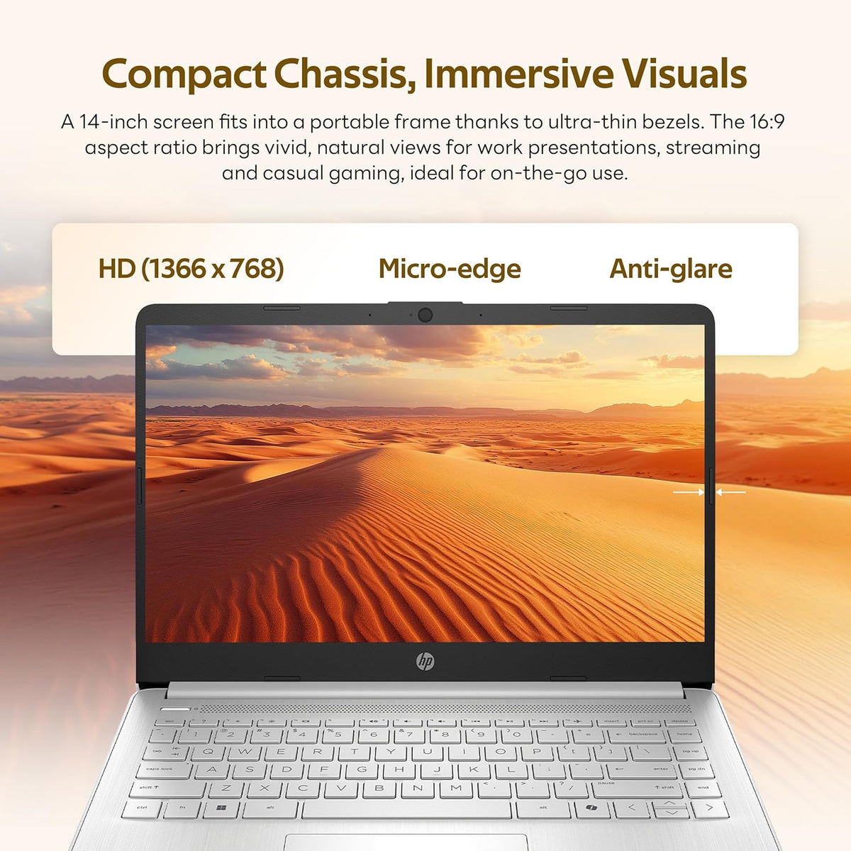 Ordinateur compact portable HP Stream 14 HD avec AI Copilot, processeur Intel N150, 4 Go de RAM, 1,12 To de stockage (128 Go UFS + station d'accueil de 1 To), carte graphique Intel, abonnement d'un an à Office 365, Wi-Fi 6, Windows 11, argent