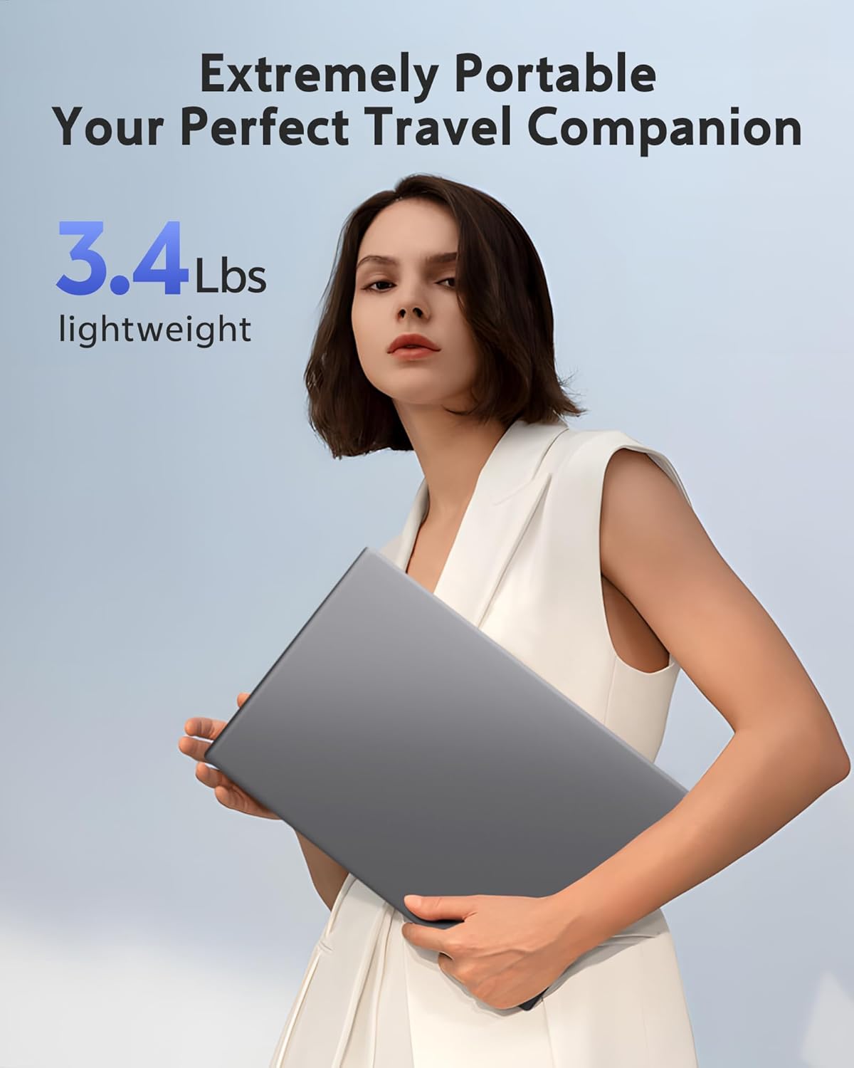 Ordinateur compact portable avec 16 Go de RAM, processeur Pentium 6500Y (plus performant que le N5095 jusqu'à 3,4 GHz), SSD de 256 Go, écran IPS Full HD de 15,6 pouces, ports USB Type-C, USB 3.2 et HDMI, et une autonomie longue durée.